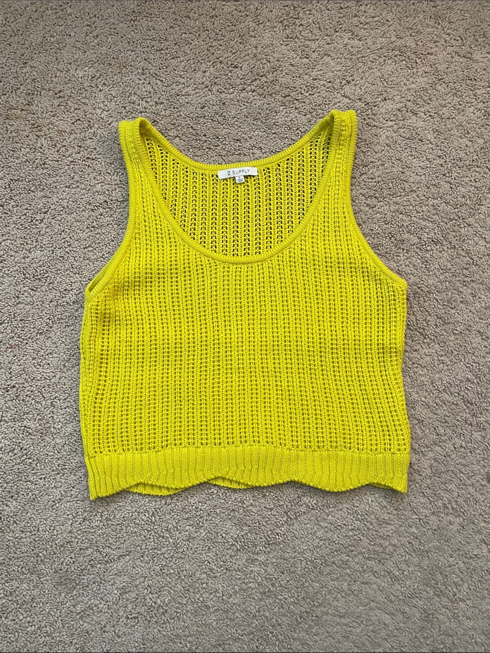Z Supply Bright Yellow Open-Weave Crop Tank